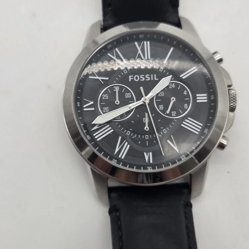 Fossil Grant FS4812 Chrono Chronograph Wrist Watch Leather Strap Mens